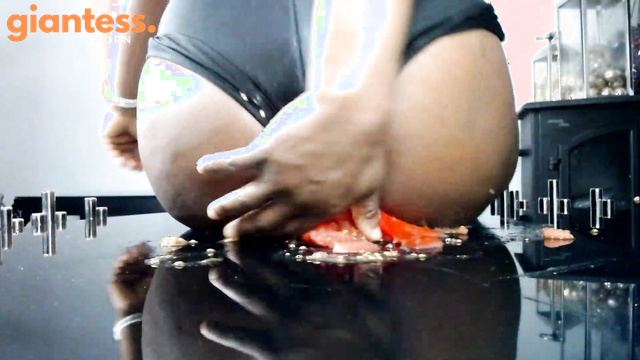 Mael - Cherry Tomatoes Meet Their End Beneath Ebony Giantess's Booty