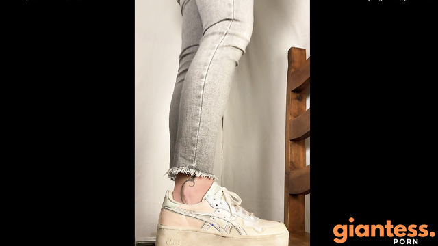Tramplegirls Shoejobs And Cockcrush - Japan Giantess Shoejob In Asics Sneakers & Calve Humping