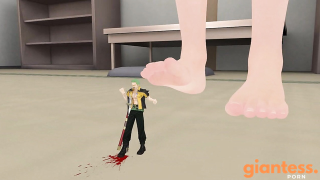 Unaware Barefoot Power: Giantess Nojiko Crushes Zoro Completely