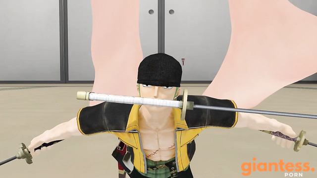 Unaware Barefoot Power: Giantess Nojiko Crushes Zoro Completely
