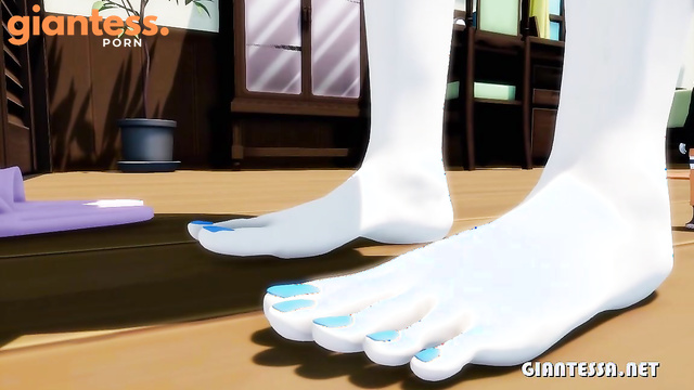 Hinata Giantess Crushes And Controls Tiny Man With Pink Slippers