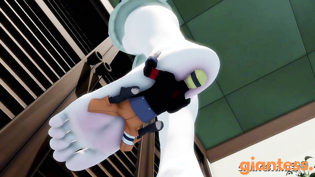 Hinata Giantess Crushes And Controls Tiny Man With Pink Slippers