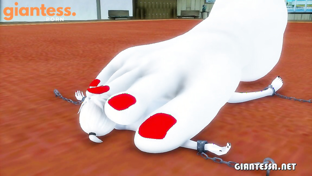 Helpless Chained Tiny Slave Trampled by Barefoot Giantess Sakura