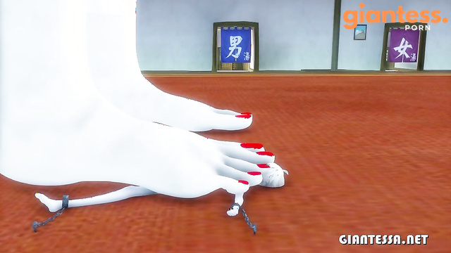 Helpless Chained Tiny Slave Trampled by Barefoot Giantess Sakura