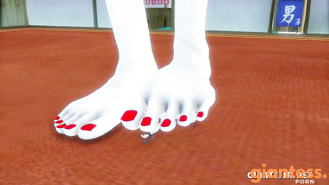 Helpless Chained Tiny Slave Trampled by Barefoot Giantess Sakura