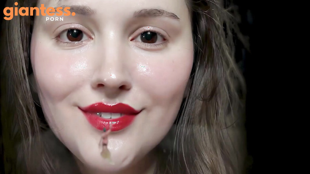 Goddess in Red Lipstick Dominates Tiny Guy With Soft Sucking