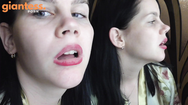 Anna Sky - Giantess Woman Eating a Tiny Plastic Man in Her Bedroom